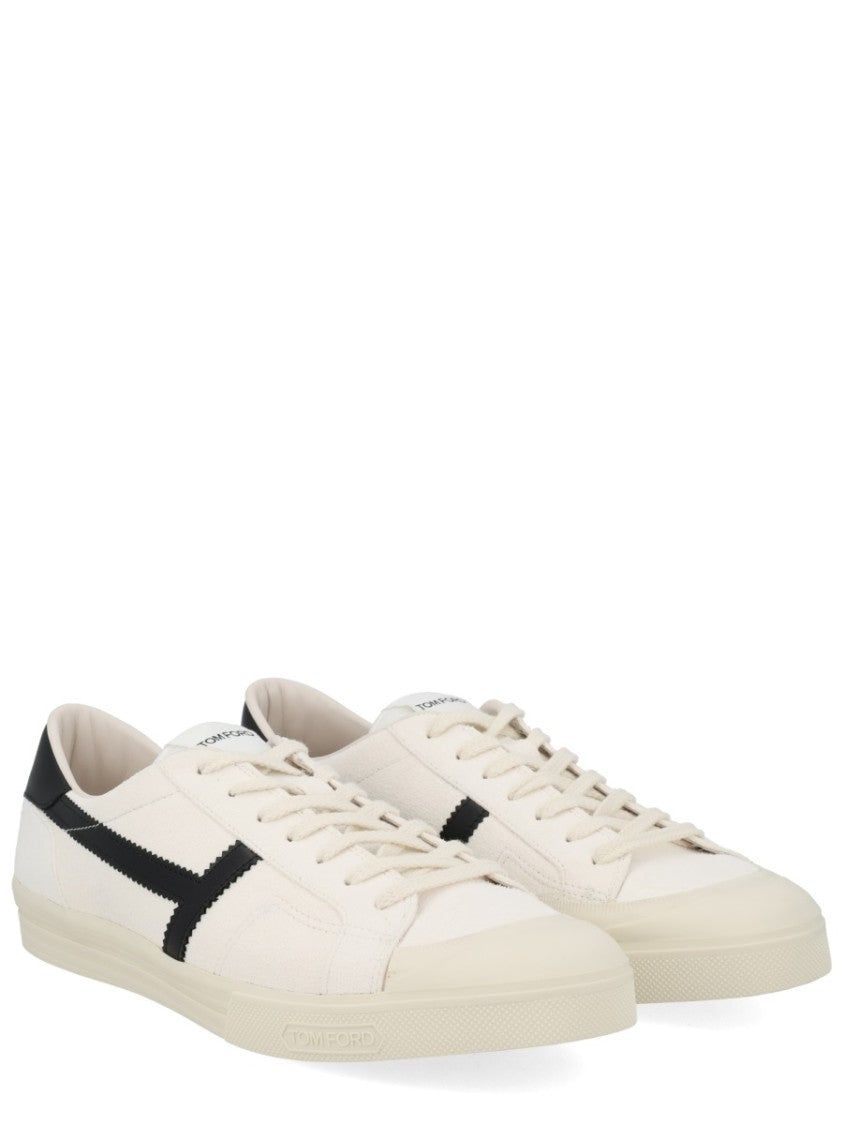 Tom Ford Off-White Jarvis Zigzag Stripe Leather Sneakers
