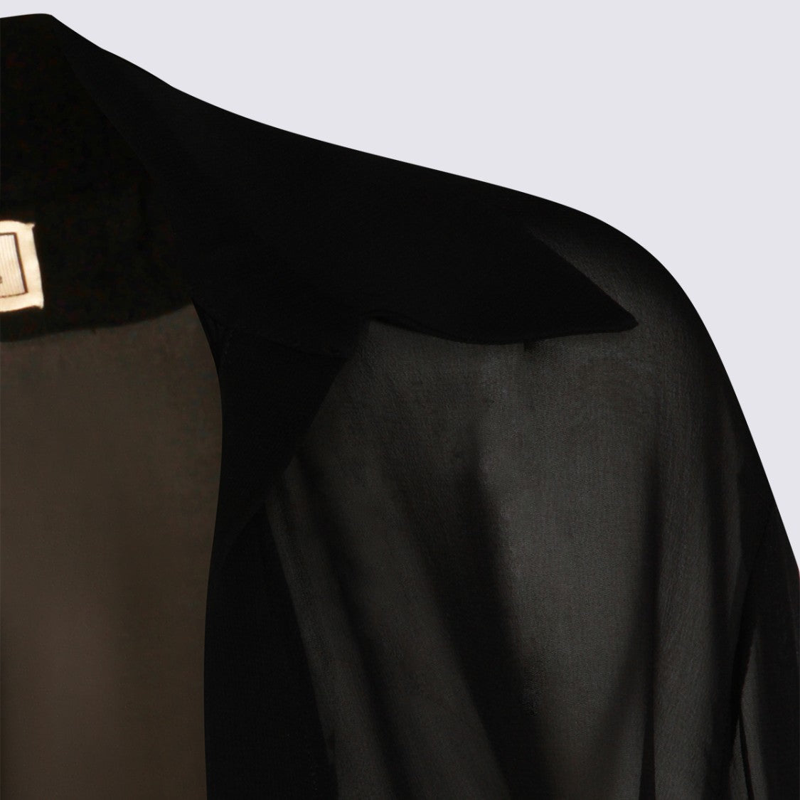 Blumarine Flowing Black Sheer Top With Ruffled Detail