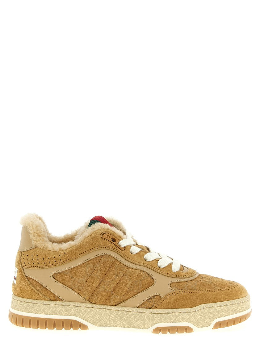 Gucci Low-Top Suede Sneakers With Gg Fabric Inserts