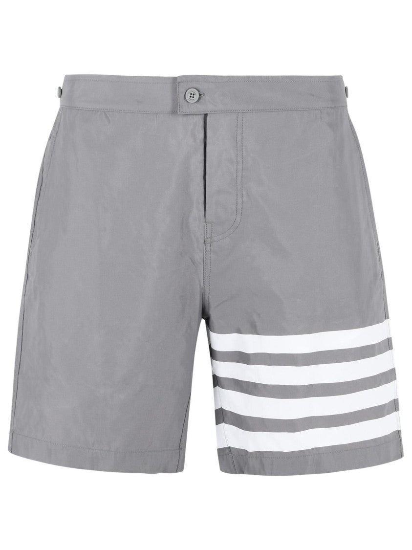 Thom Browne 'Swim Tech 4 Bar' Grey Nylon Swimsuit