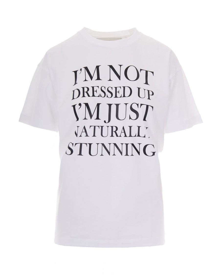 Elisabetta Franchi Oversized White Jersey T-Shirt With Bold Contrast Print