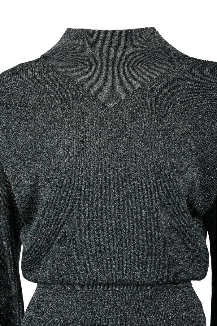Iro Lamé Knit Dress - Black/Silver