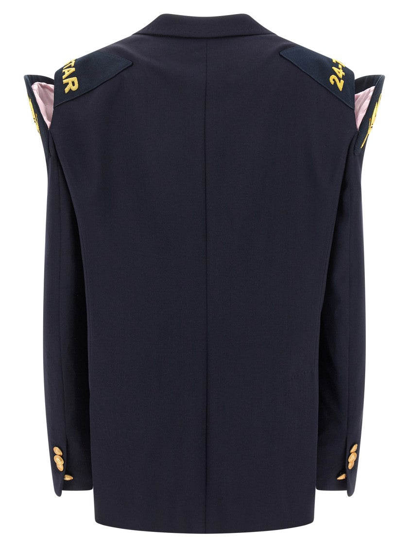 Dsquared2 Double-Breasted Wool Blazer With Embroidered Hard Shoulders
