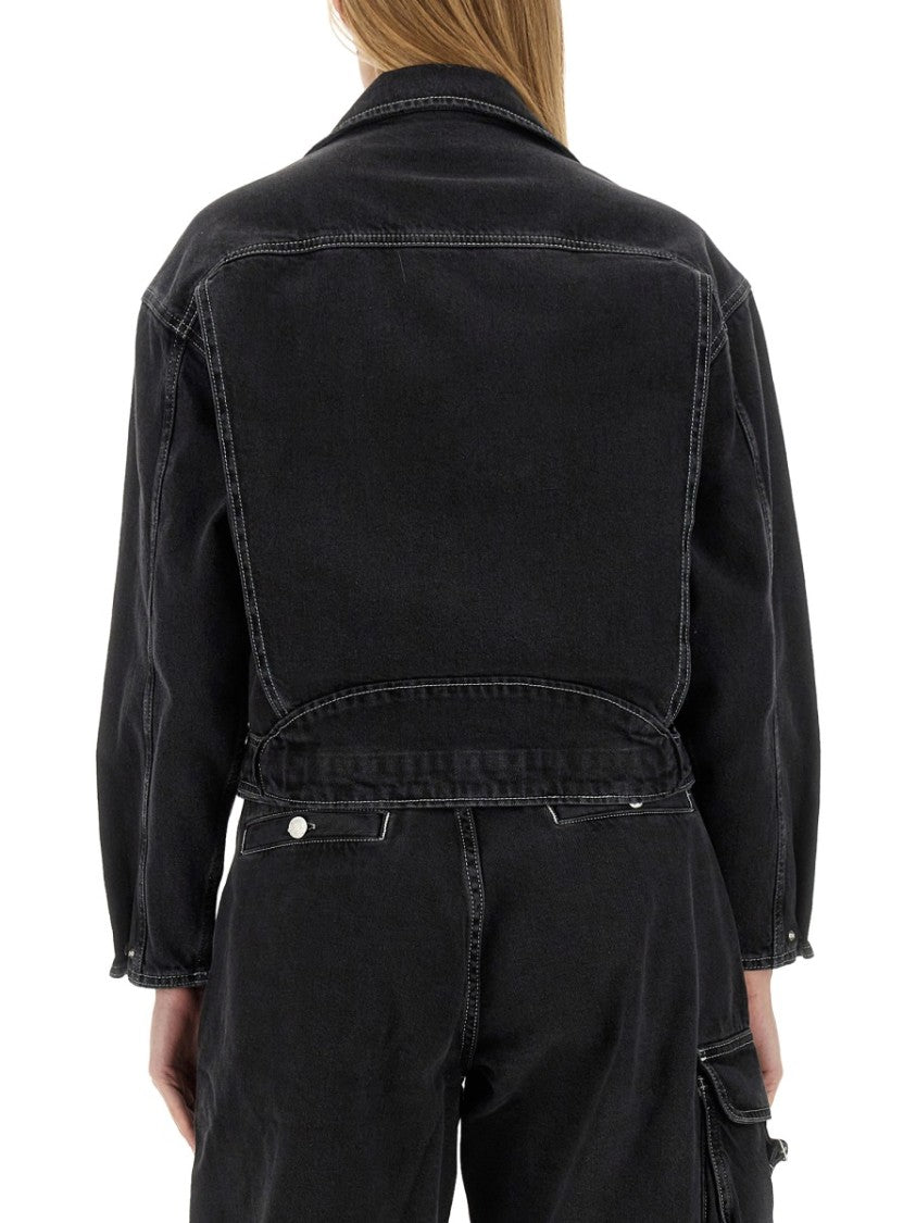 Moschino Cropped Black Denim Jacket