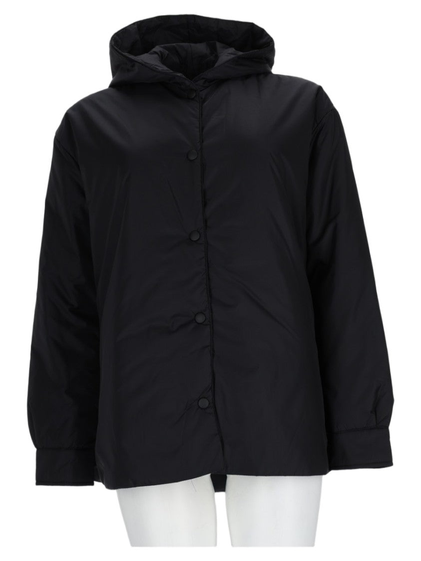 Aspesi Black Boxy Polyamide Hooded Sports Jacket