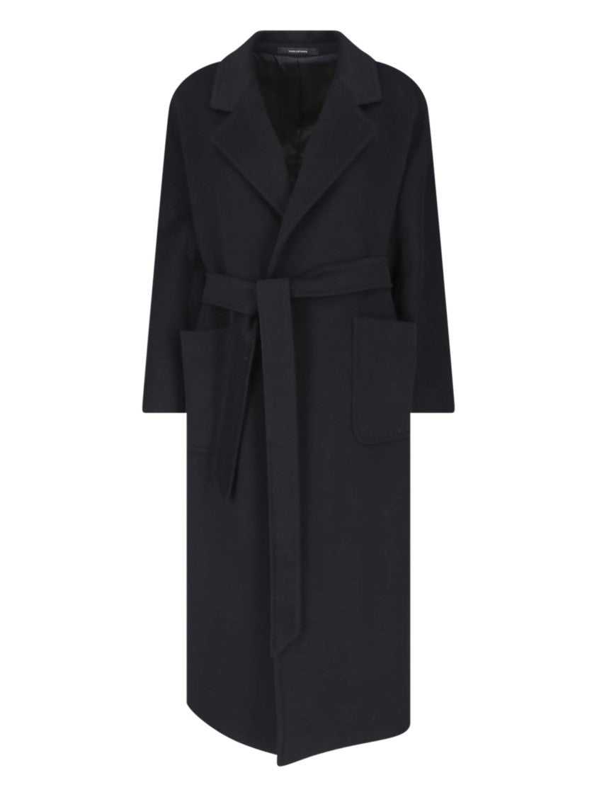 Tagliatore Black Charlize Cashmere Belted Long Coat