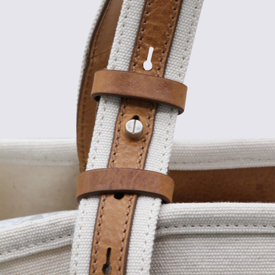 Golden Goose Beige Canvas Tote Bag With Leather Straps