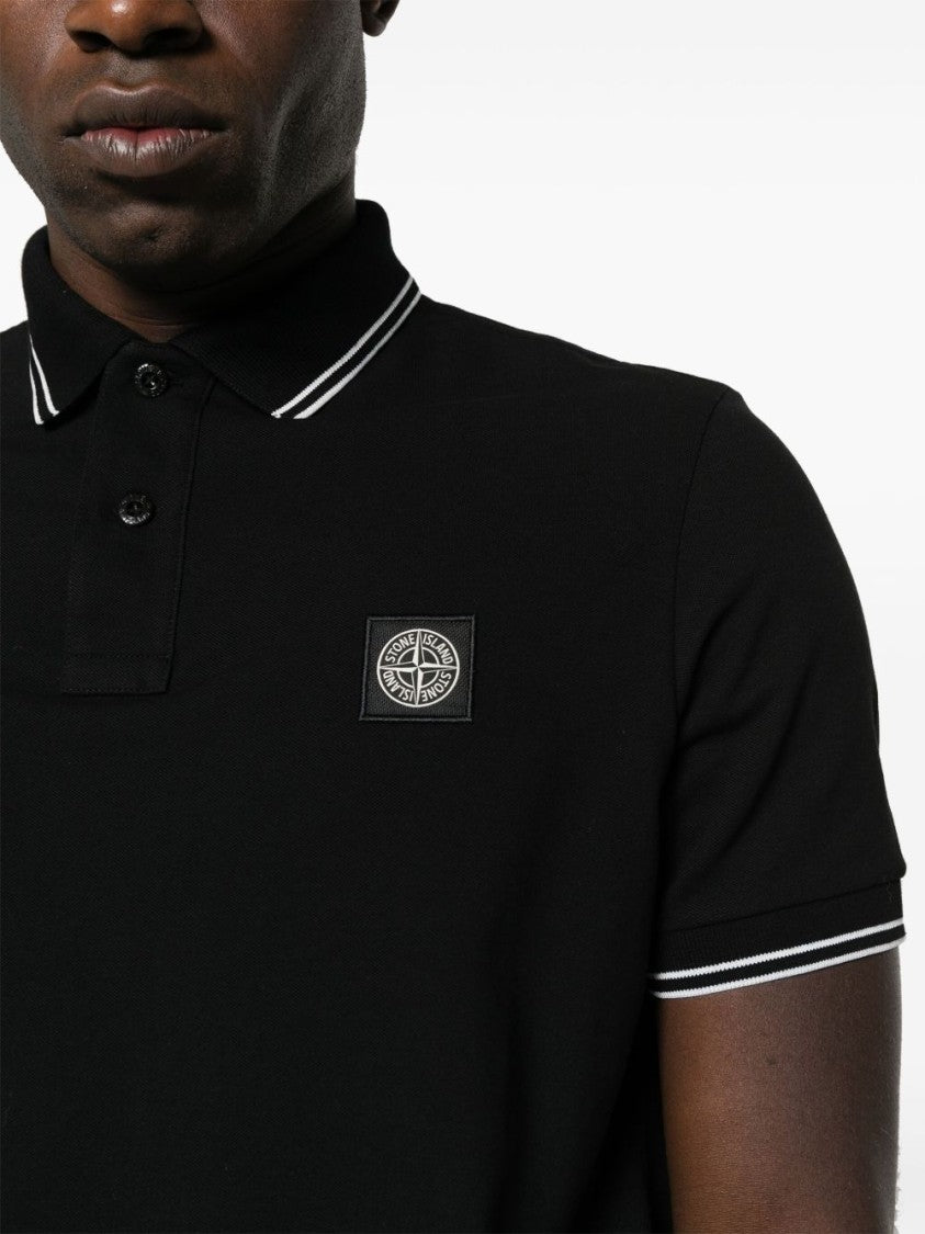 Stone Island Classic Ribbed Collar Polo Shirt With Iconic Branding
