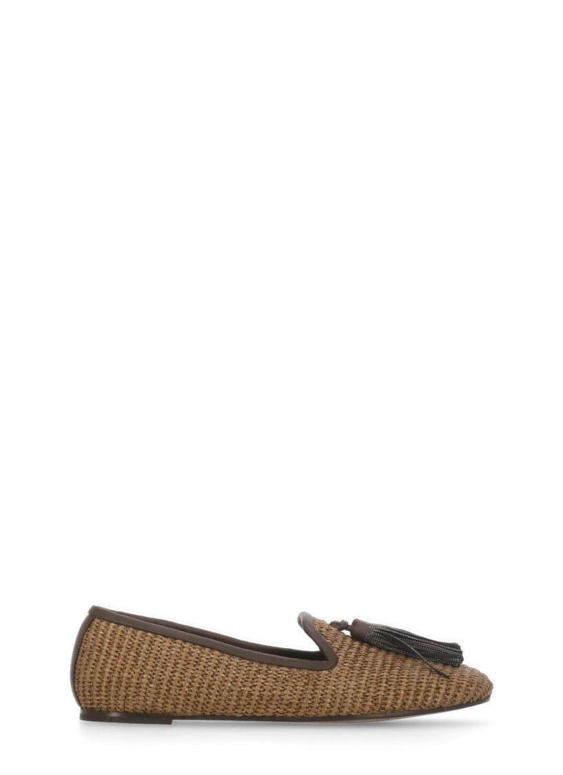 Brunello Cucinelli Brown Woven Slippers