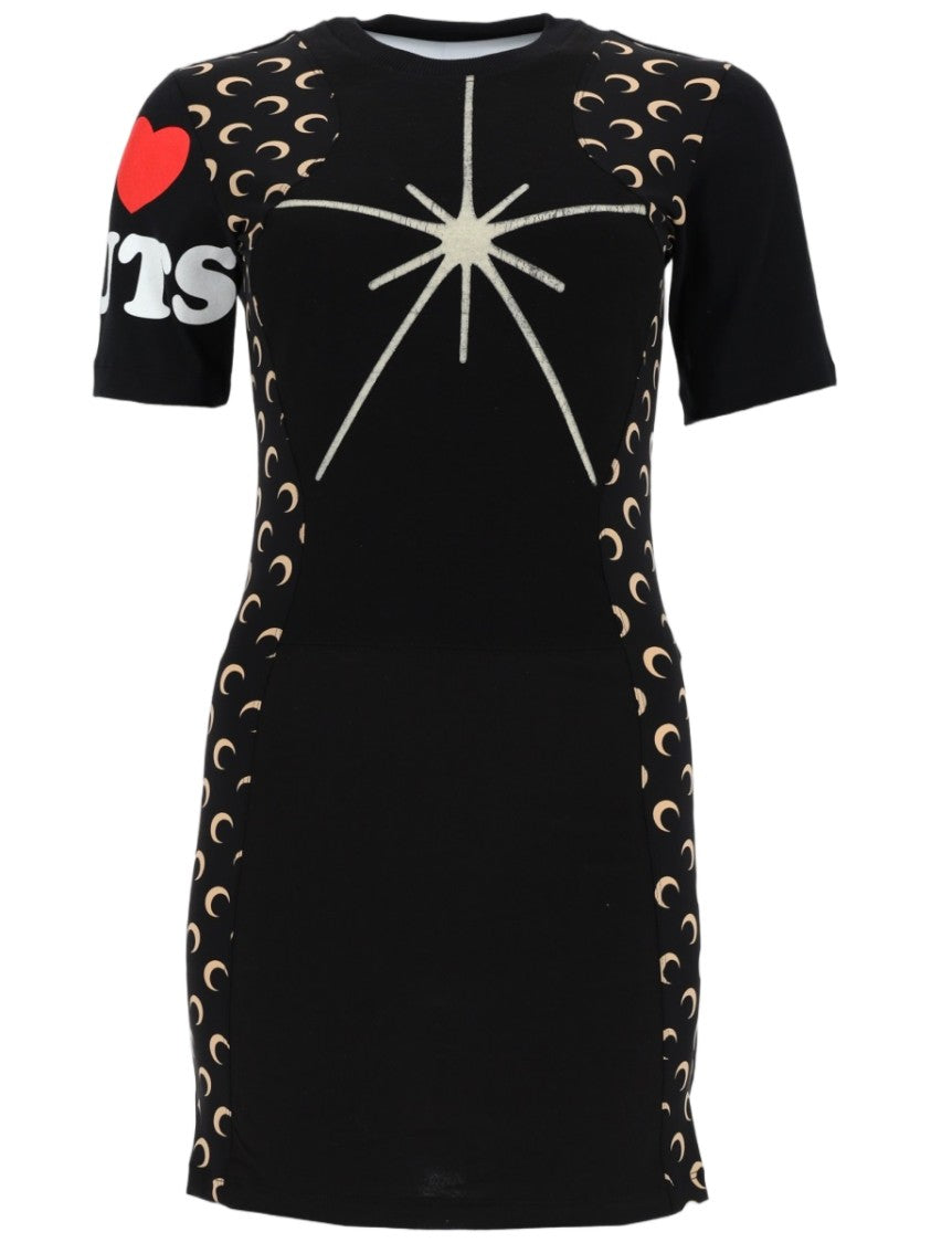 Marine Serre Black Crescent Moon Cotton Mini Dress