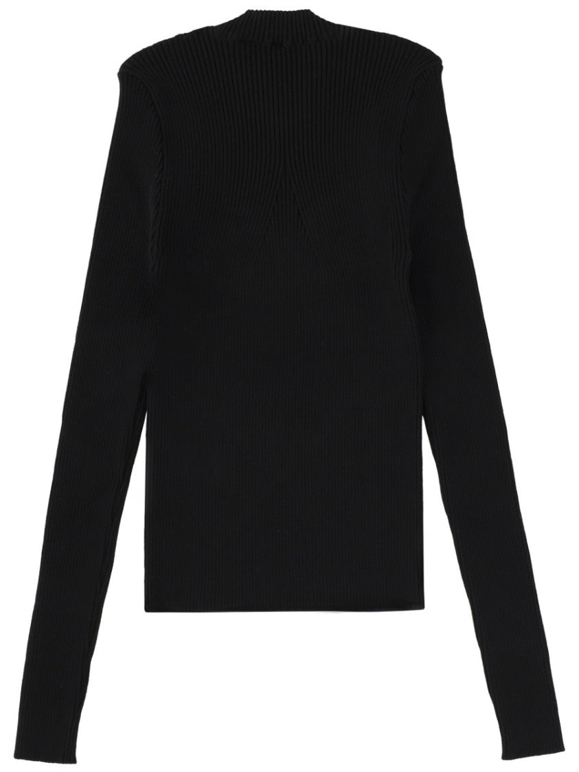 Msgm Black Viscose-Blend Ribbed Slim T-Shirt