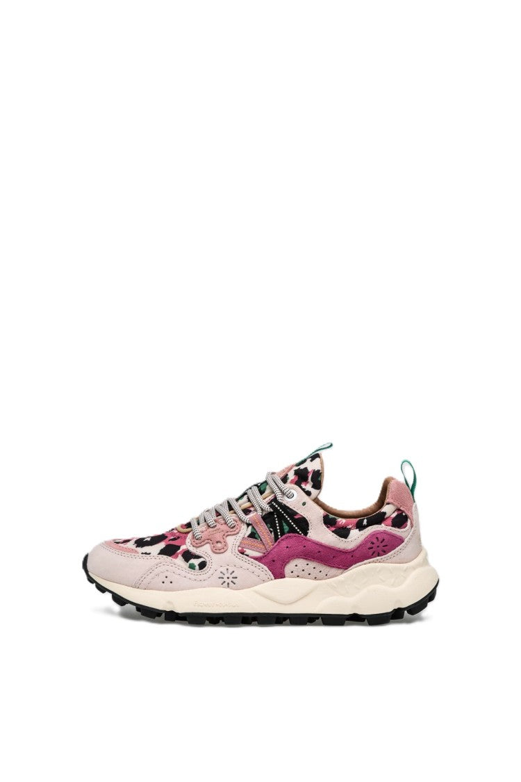 Flower Mountain Dynamic Pink And Cream Suede Sneakers