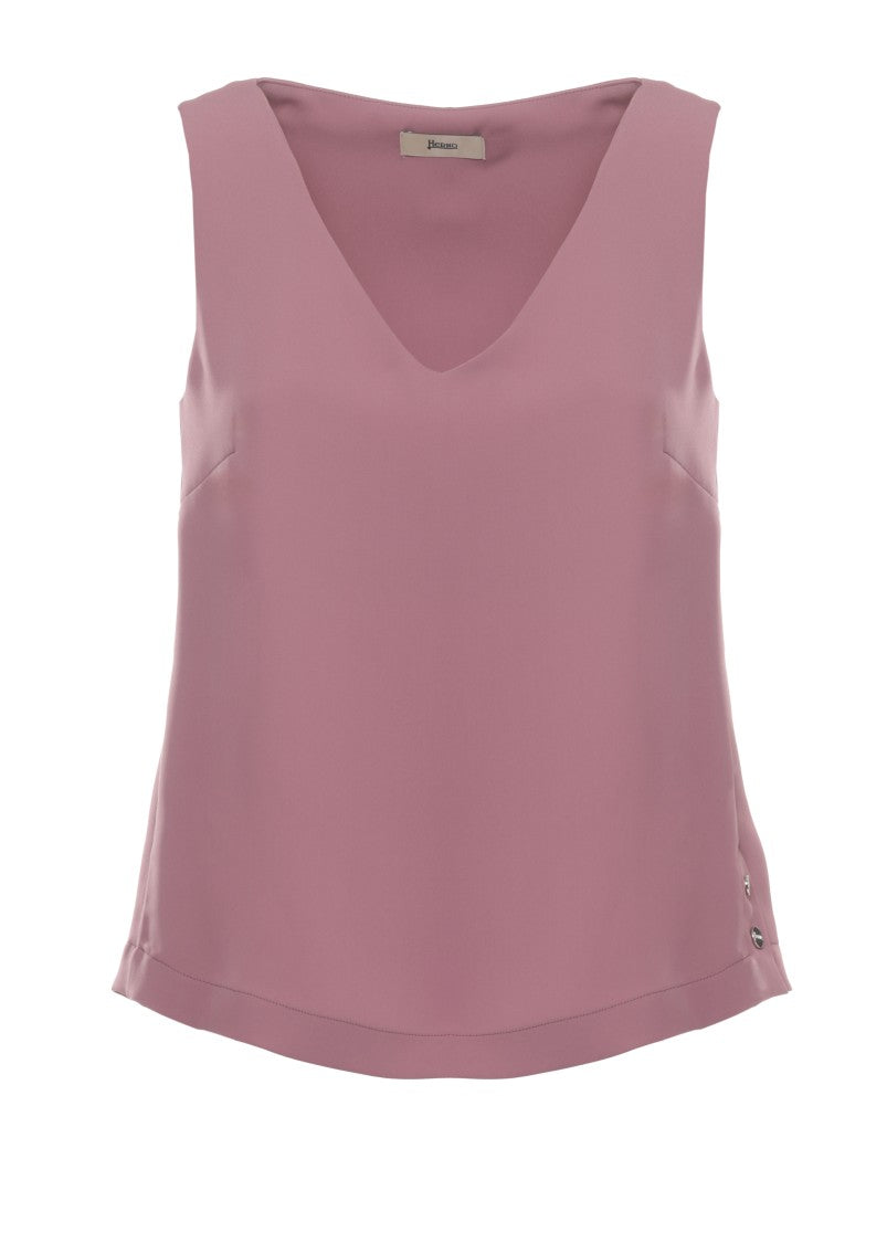 Herno Pink V-Neck Side-Button Tank Top
