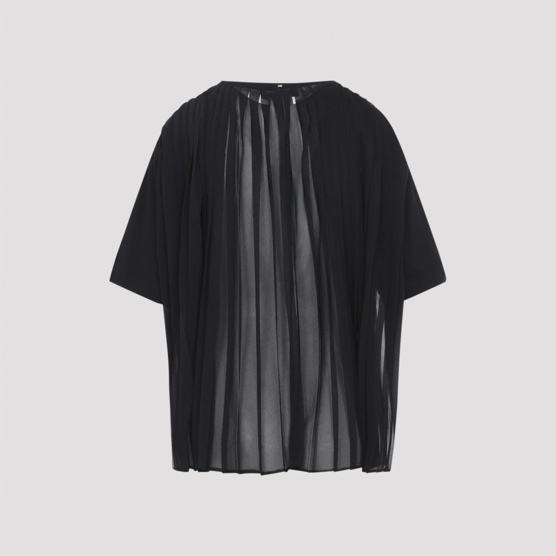Sportmax Black T-Shirt With Sheer Pleated Back Panel