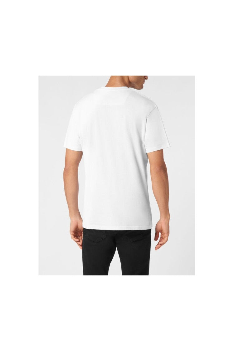 Philipp Plein White Cotton Logo-Patch T-Shirt