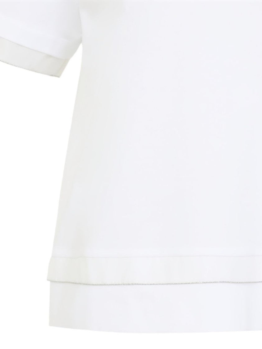 Peserico White Short-Sleeve Shirt With Double-Layered Hem