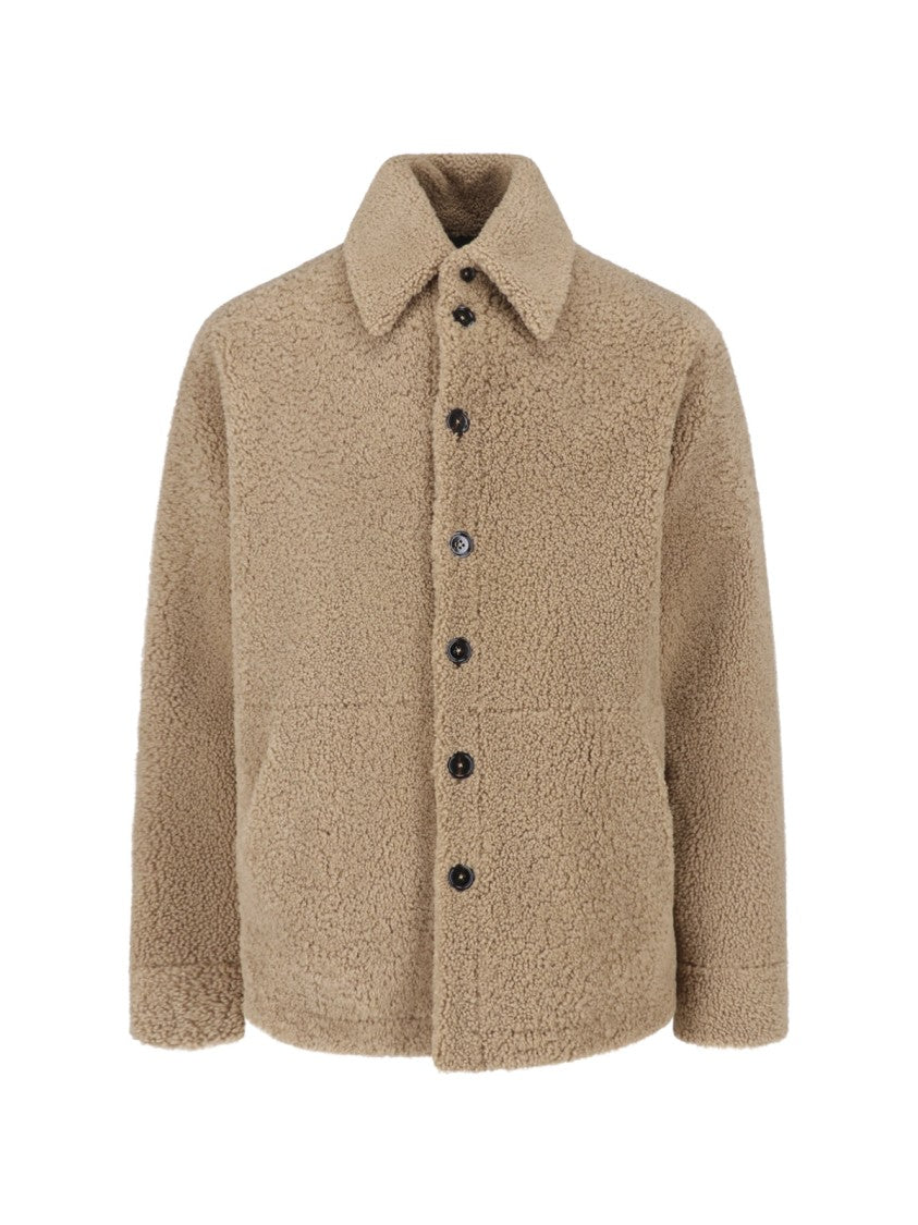Dolce & Gabbana Beige Plush Textured Button-Down Jacket