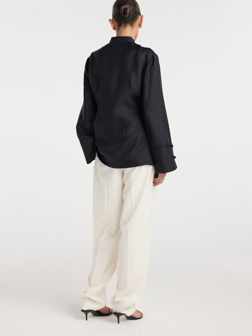 Róhe Black Silk Pankou Top