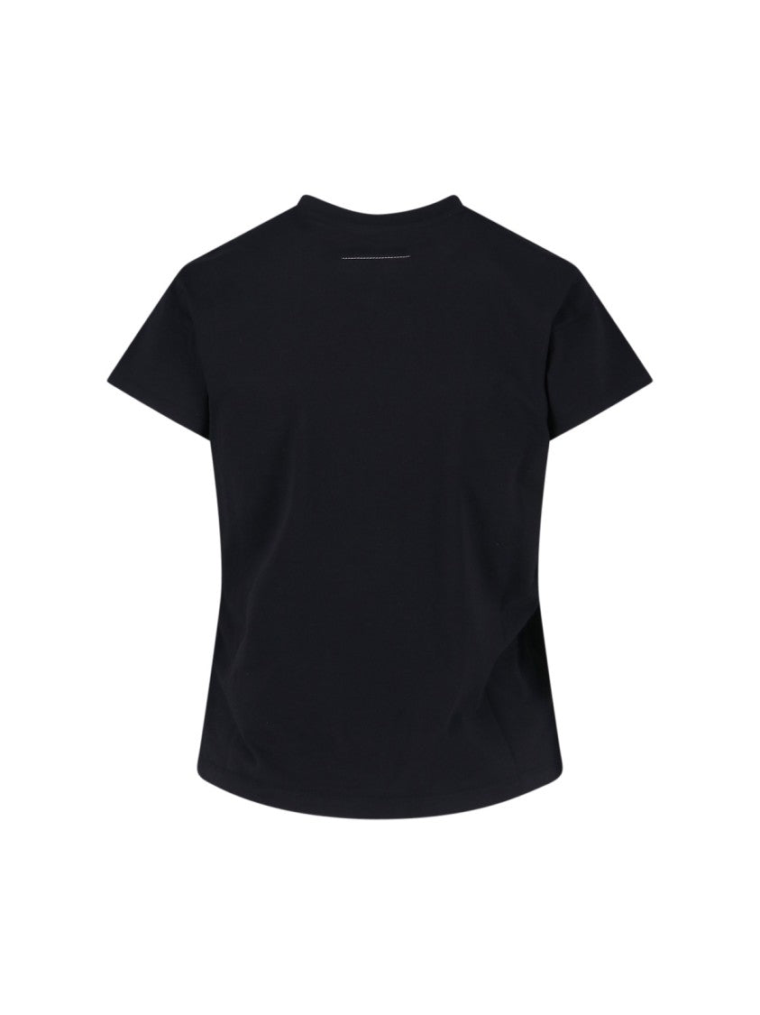 Mm6 By Maison Margiela Contrasting Logo Black Cotton T-Shirt
