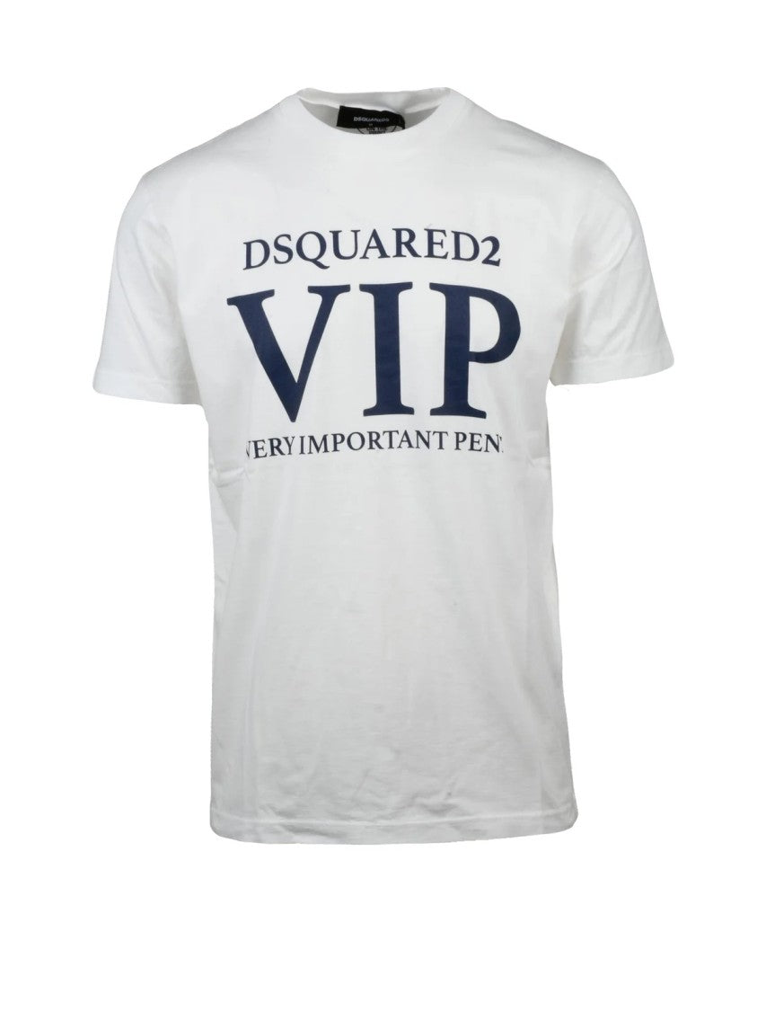 Dsquared2 Cotton T-Shirt With Bold Front Print And Crew Neckline