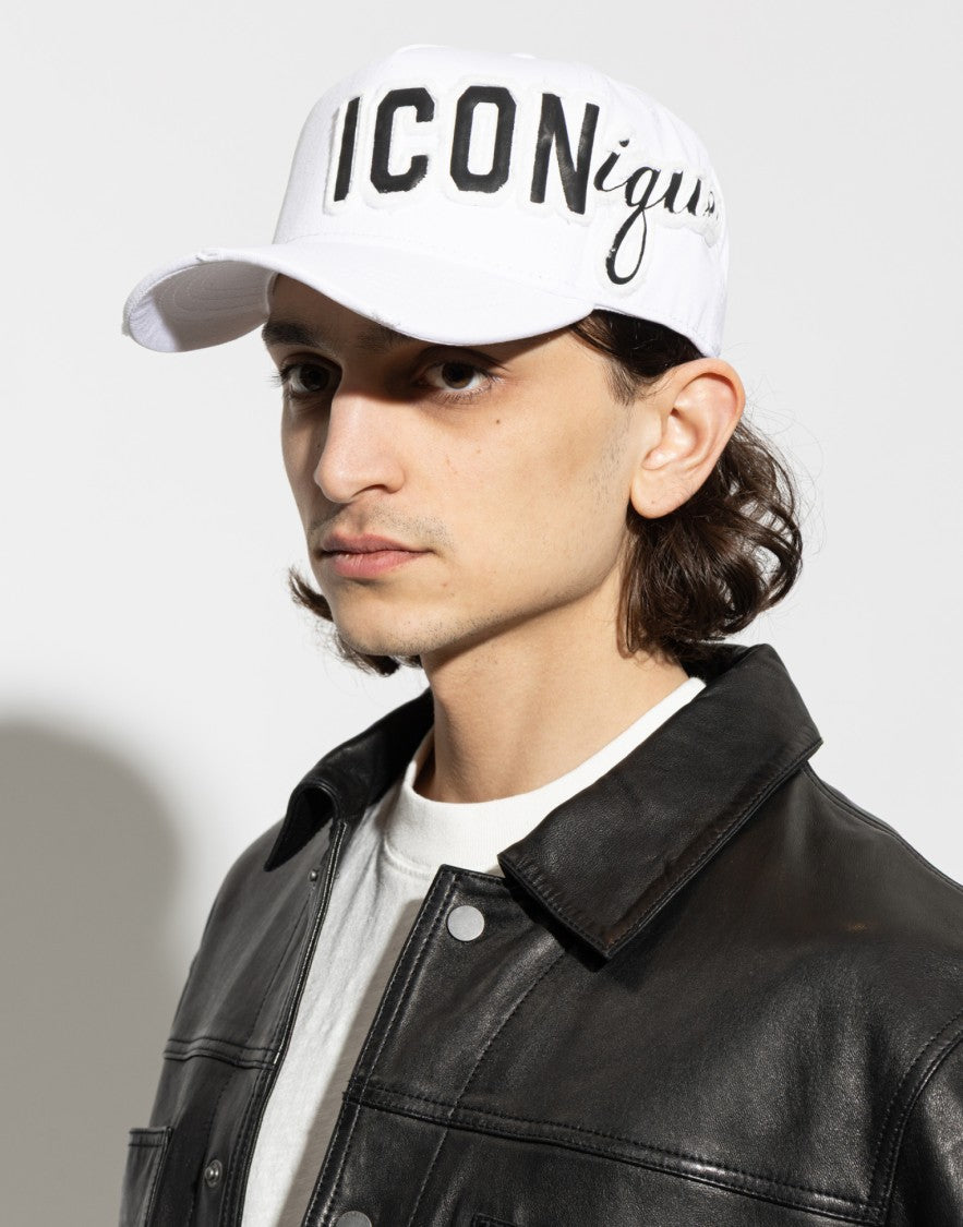 Dsquared2 White Iconique Logo Cotton Baseball Cap