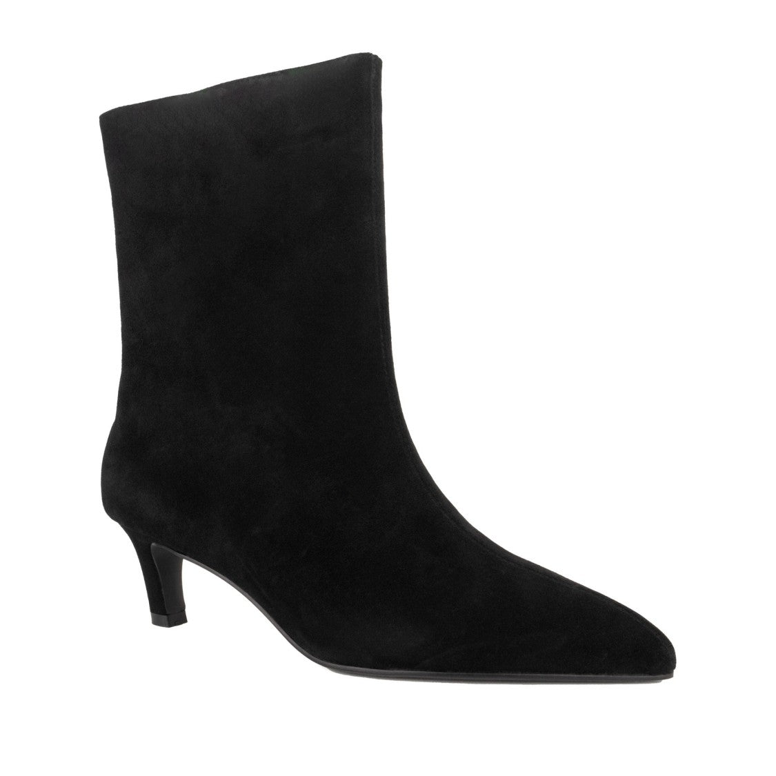 Linda Baumann Black Sleek Pointed Toe Low Heel Leather Boots