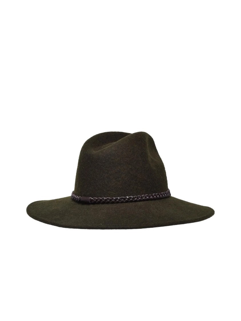 Barbour Olive Green Wool Structured Hat