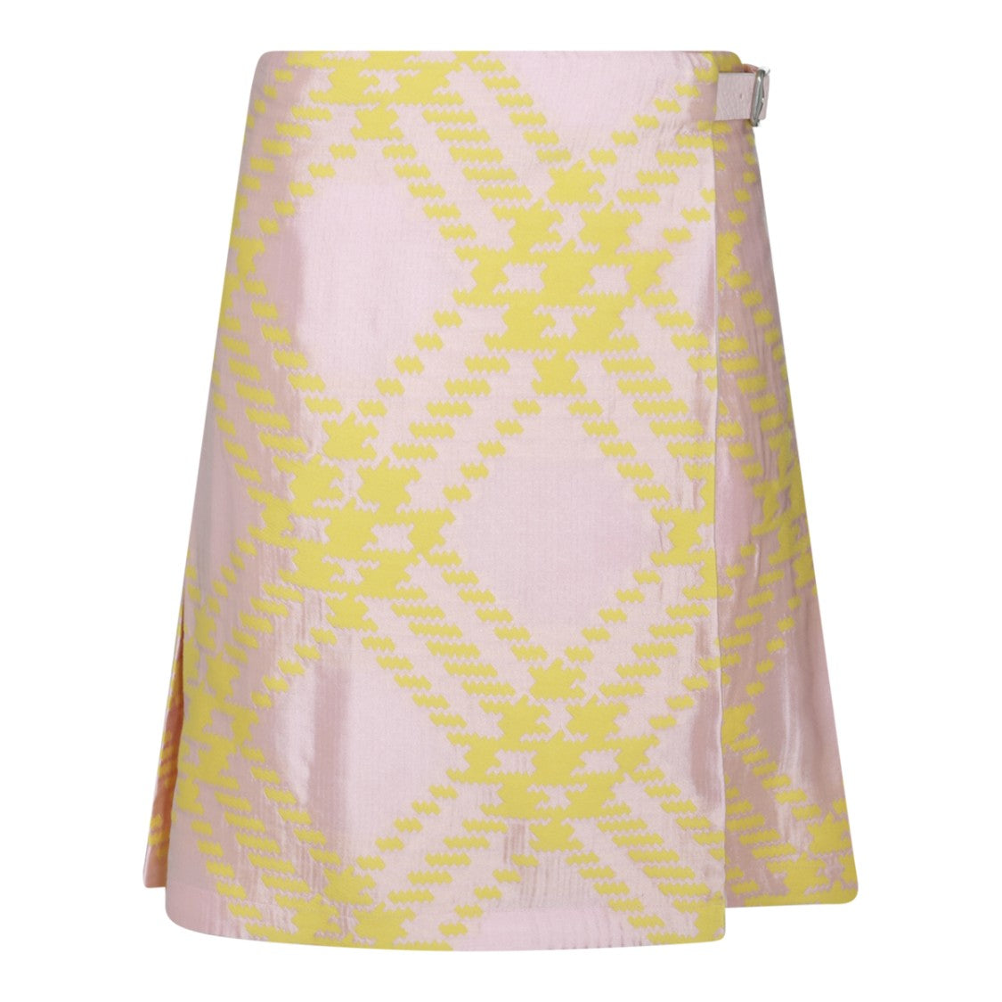 Burberry Wrap Midi Skirt With Geometric Pattern And Lateral Buckle