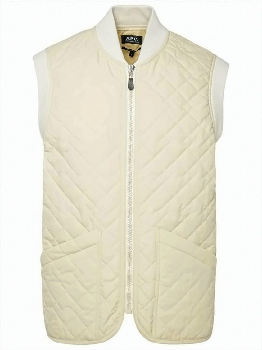A.P.C. Quilted Sleeveless Vest With Diamond Pattern