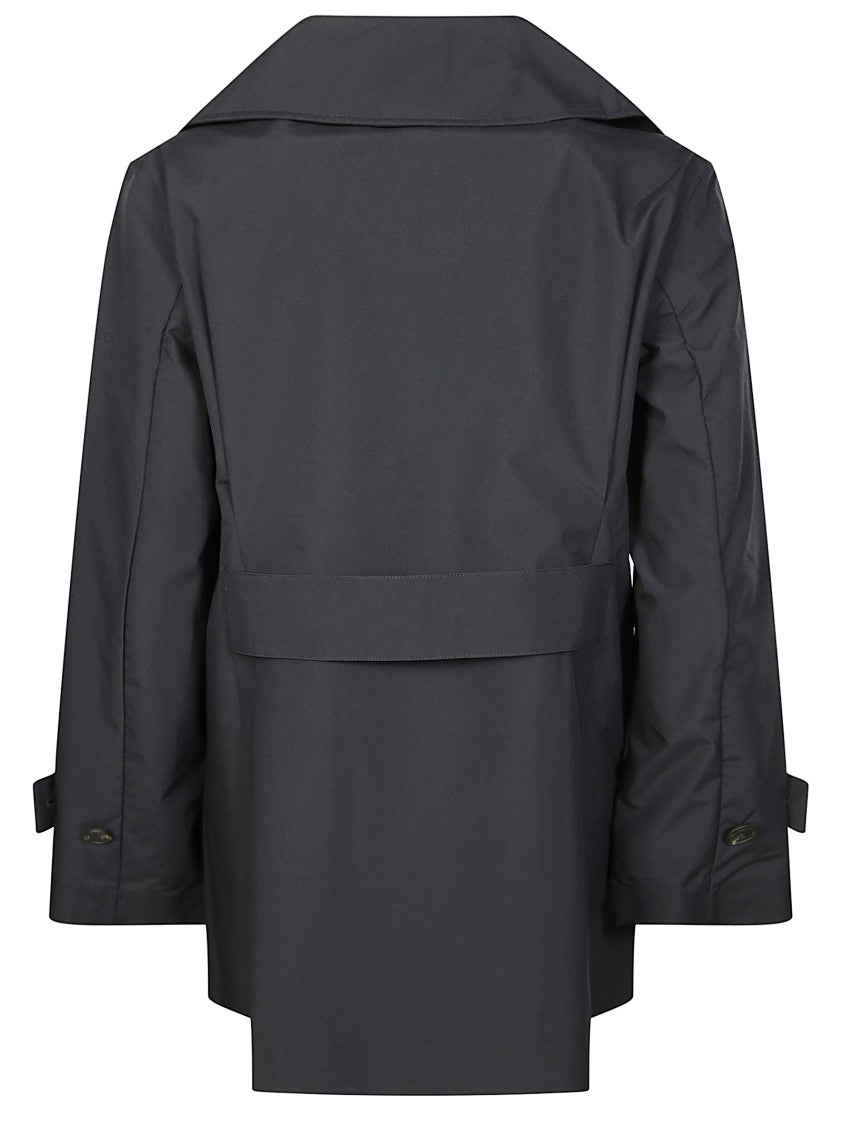 Save The Duck Double-Breasted Black Trench Coat With Tailored Silhouette
