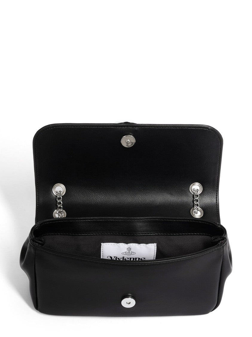 Vivienne Westwood Chain Crossbody Black Leather Purse