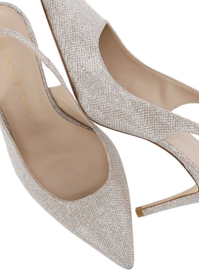 Stuart Weitzman Gold Stuart Power Lurex Slingback Pumps