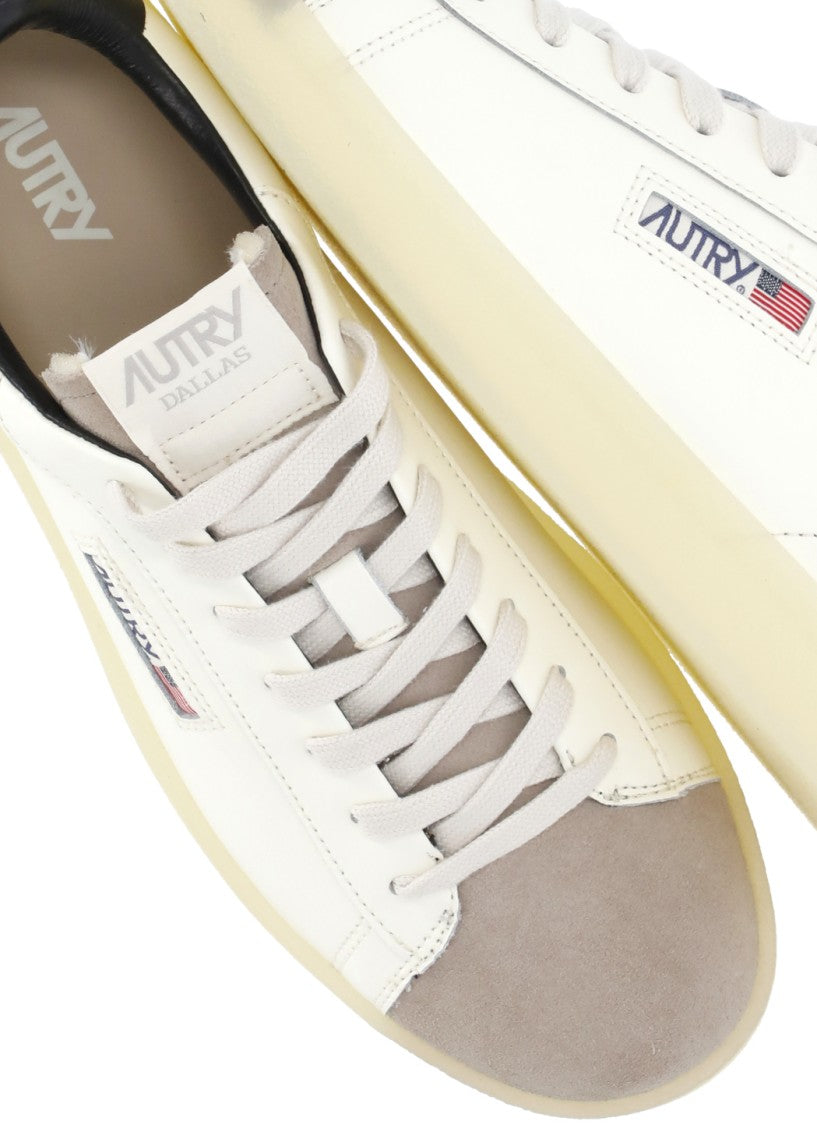 Autry White Grey Suede Toe Cap Leather Low-Top Sneakers
