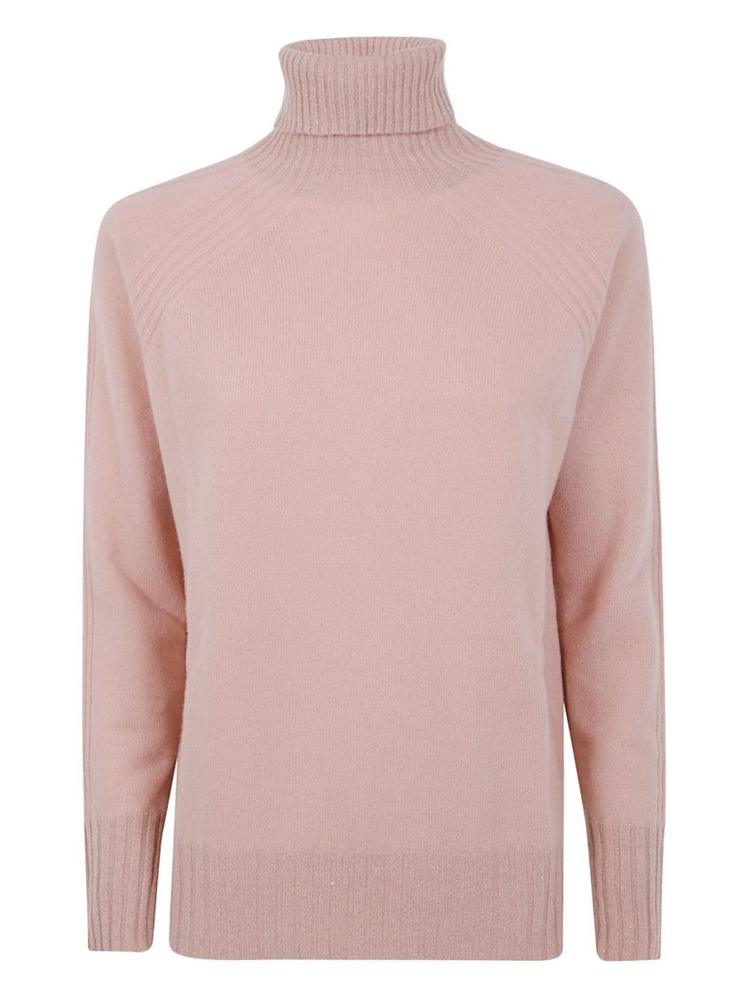 Twin-Set Dusty Pink Turtleneck Sweater With Raglan Sleeves