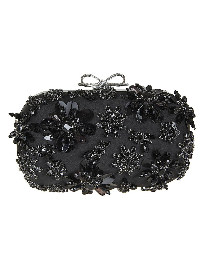 Self-Portrait Beaded Satin Clutch