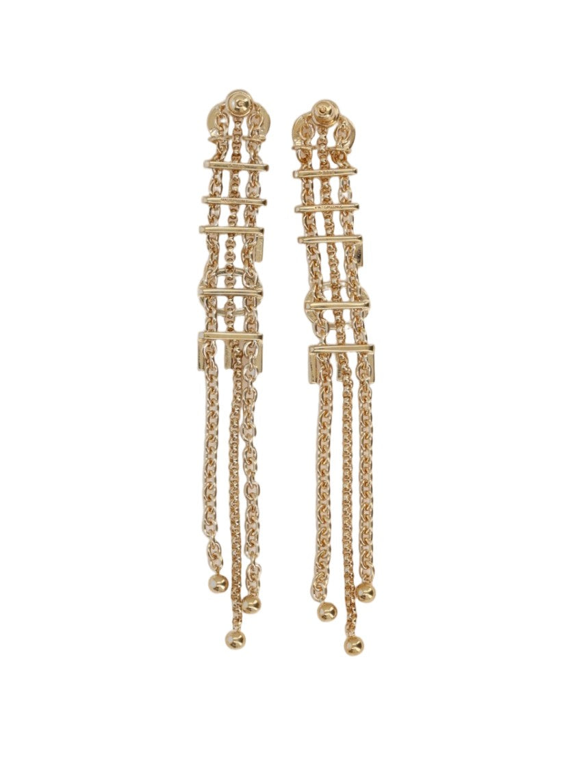 Chloé Vertical Logo Pendant Brass Drop Earrings