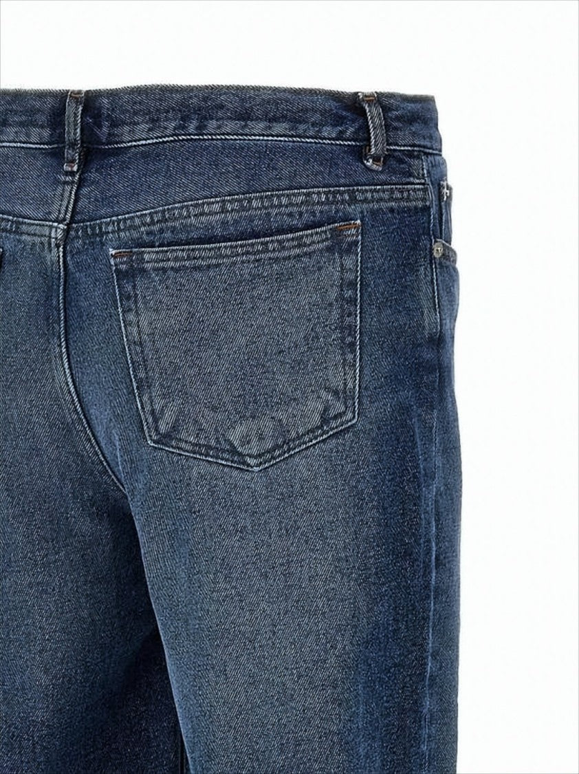 A.P.C. Mid-Blue Straight-Leg Denim Pants With Fading