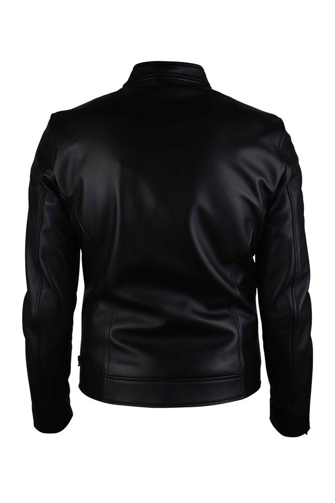 Philipp Plein Smooth Black Leather Biker Jacket