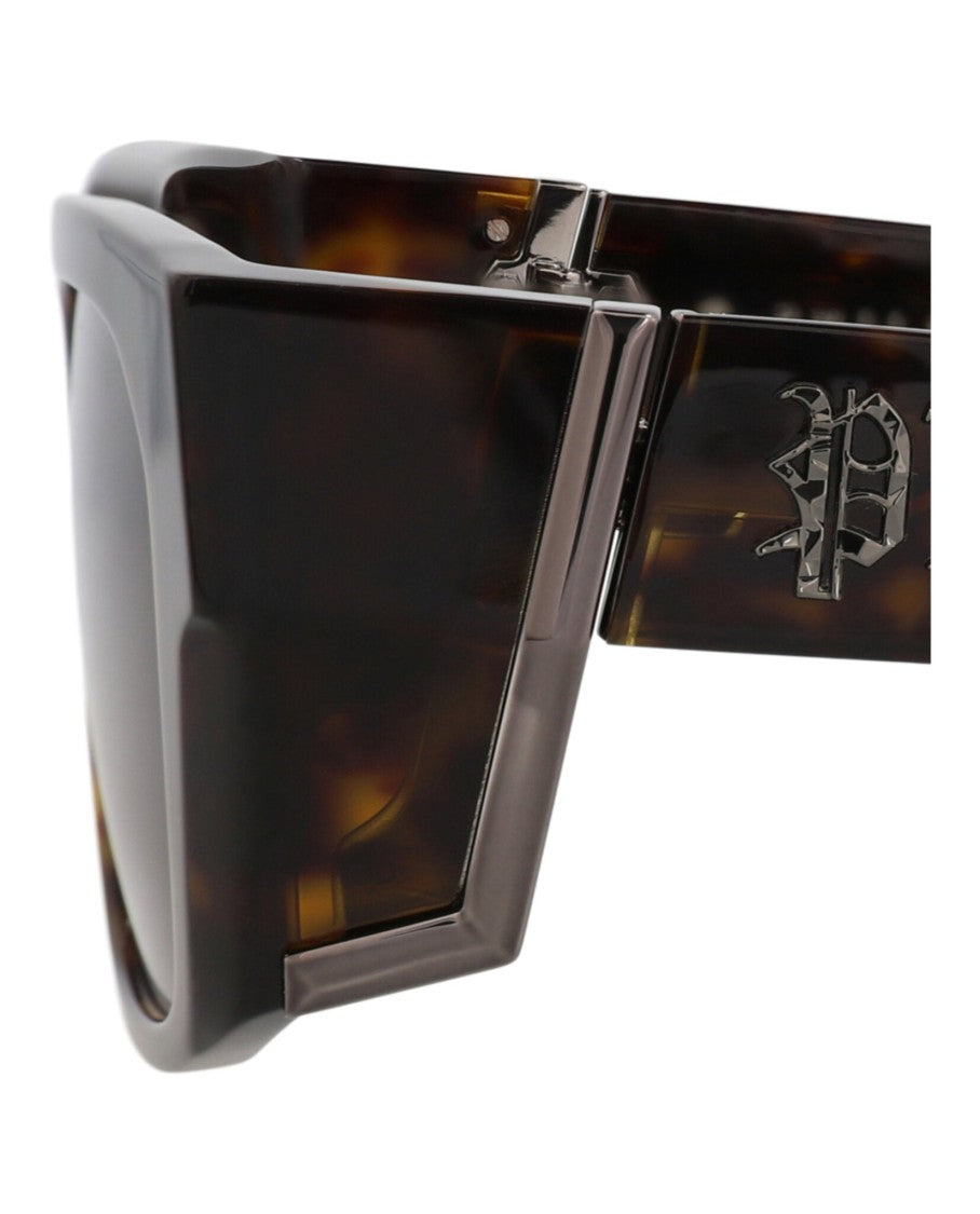 Philipp Plein Bold Square-Frame Tortoiseshell Acetate Sunglasses