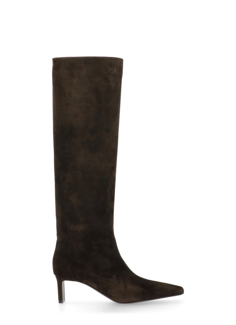 Khaite Knee-High Brown Suede Leather Boots