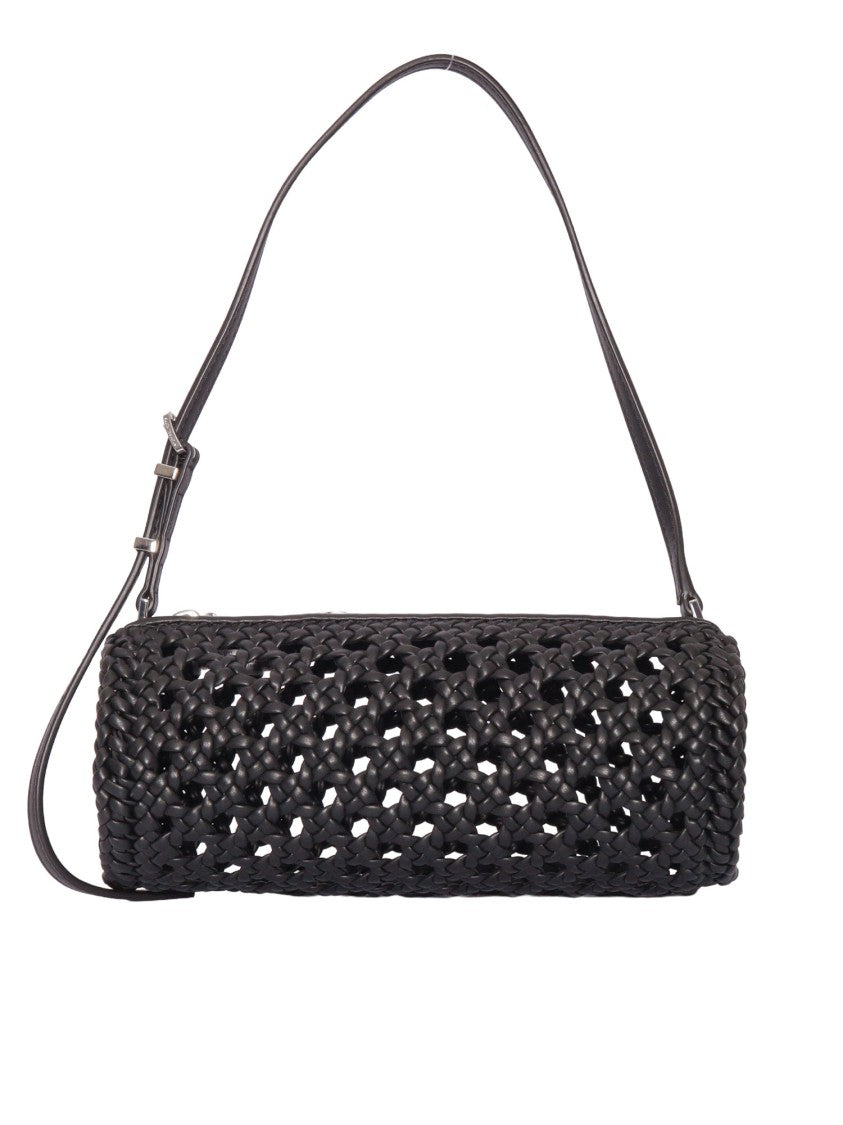 Michael Kors Barrel-Shaped Woven Pochette With Zip Closure