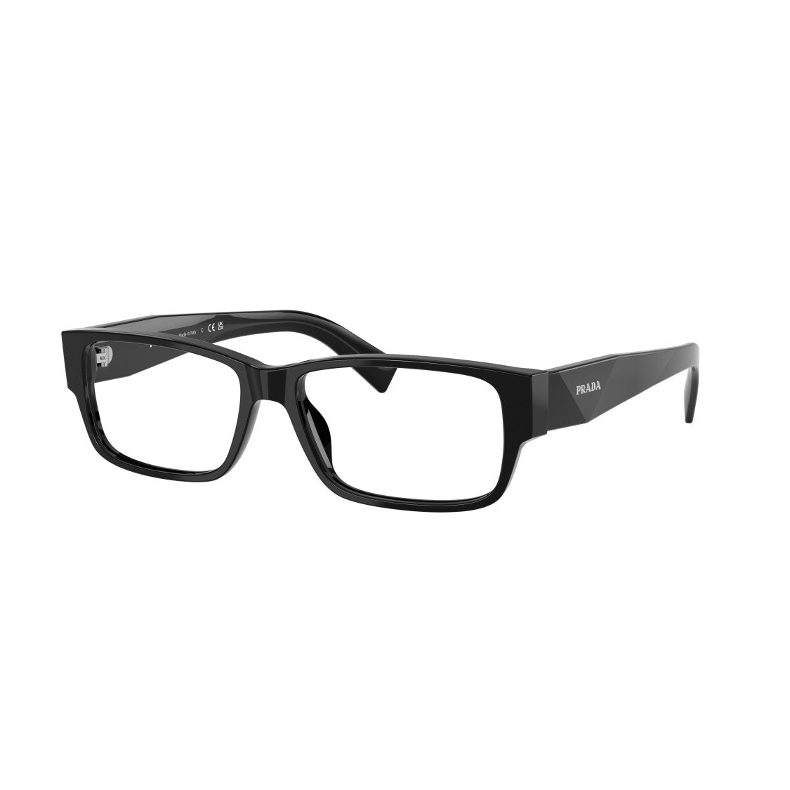 Prada 0Pr B09v Glossy Black Acetate Rectangular Sunglasses