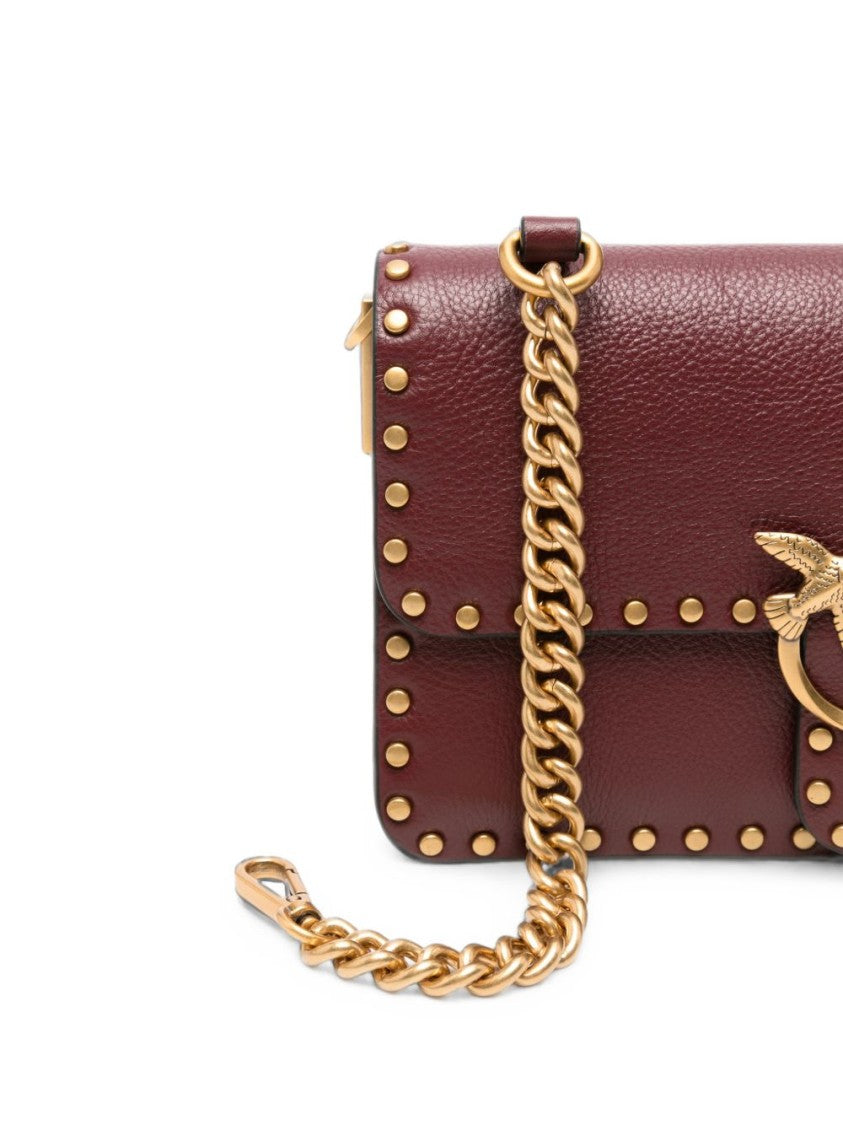 Pinko Ribes Small Embellished Studded Leather Shoulder Bag