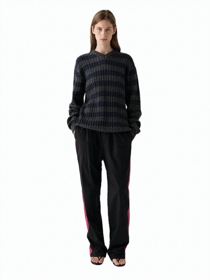 Gimaguas Relaxed Fit Track Pants With Bold Magenta Stripes