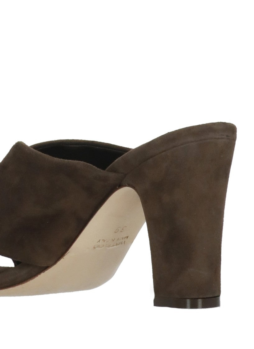 Juilie Dee Brown Crossed Bands Suede Sandals