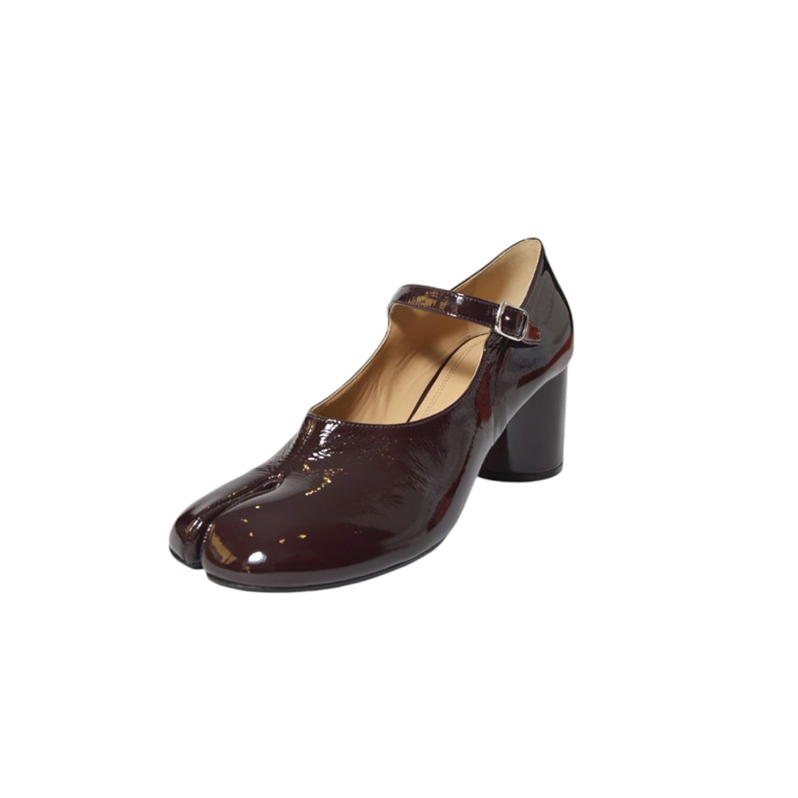 Maison Margiela Tabi Mary Jane Pumps In Patent Leather In Wine