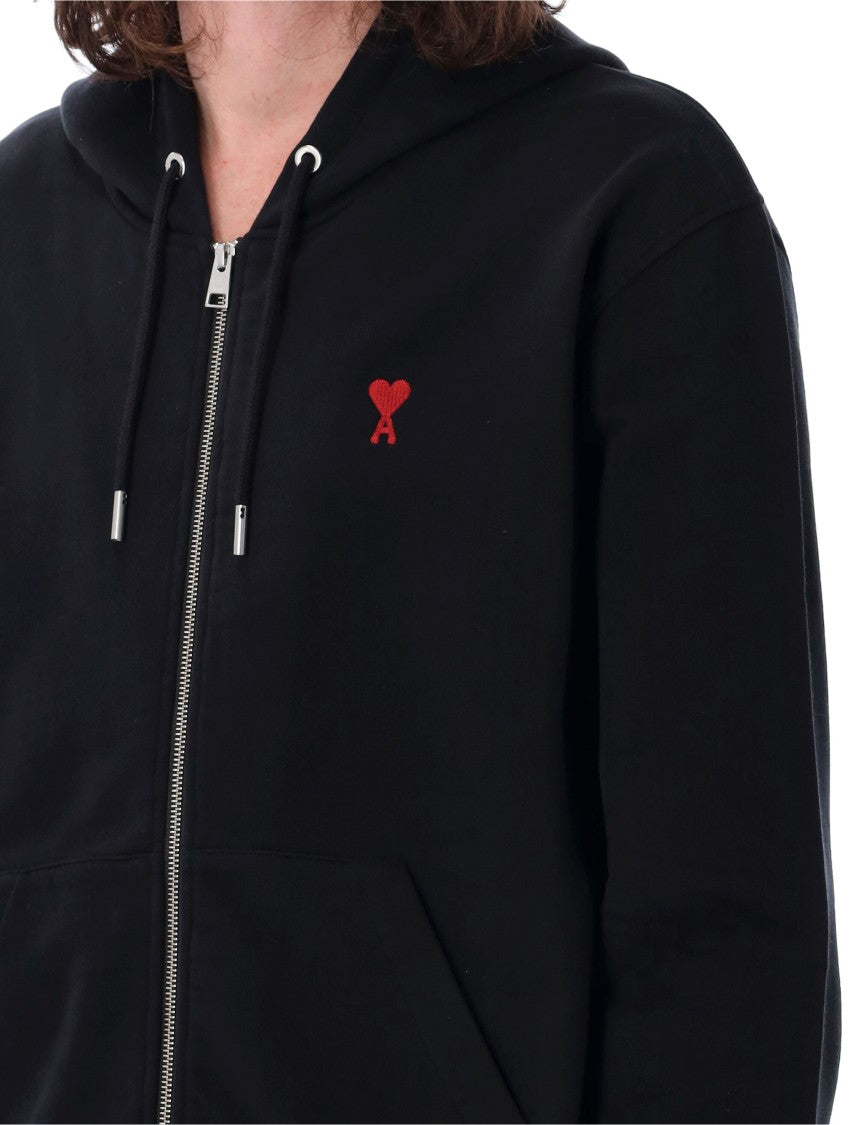 Ami Paris Red Adc Full Zip Hoodie
