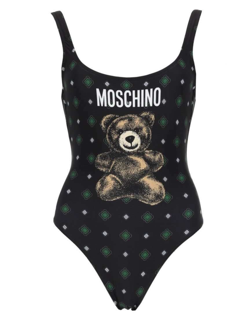 Moschino Teddy Graphic Diamond Pattern Swimsuit