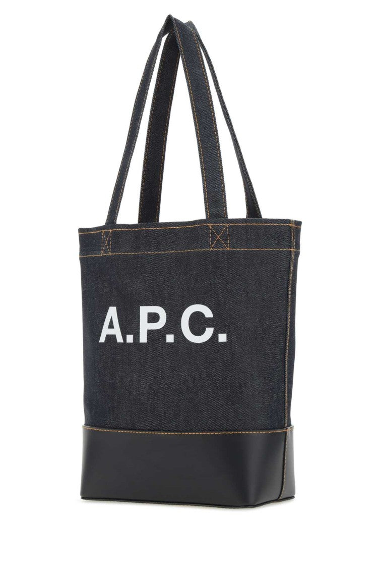 A.P.C. Structured Denim Tote Bag With Leather Base