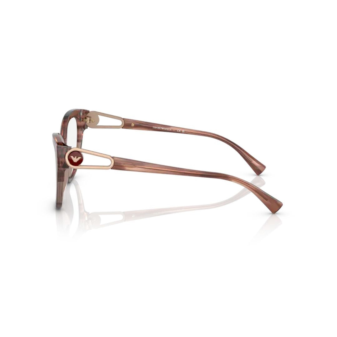 Emporio Armani 3212 Vista Translucent Brown Acetate Cat-Eye Eyeglasses With Gold Accents
